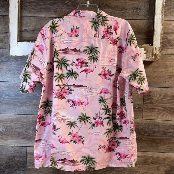 RJC Men’s Flamingo Hawaiian Tropical Pink Button Up Shirt Made In Hawaii Size XL - Picture 5 of 11